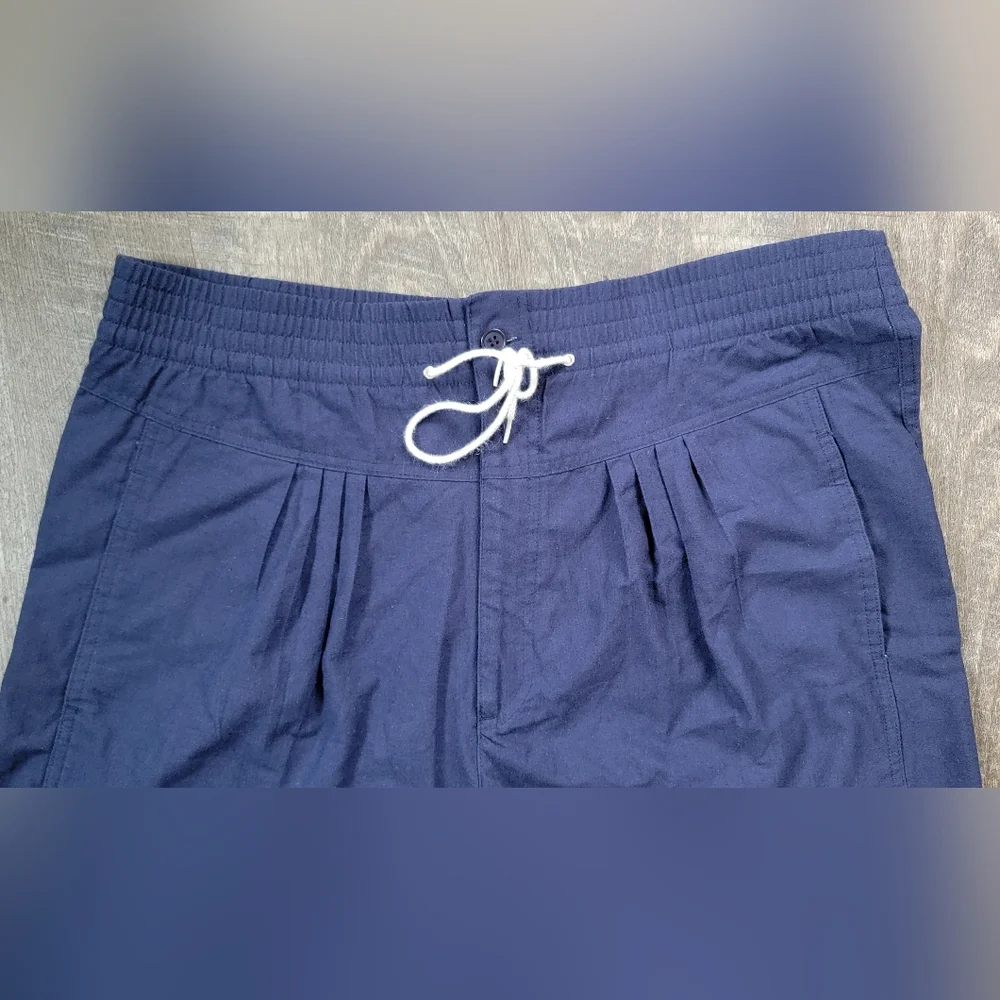 Vintage 80's/90's Drawstring High Waist Shorts Women's 16 Blue Pleated Waist Tie